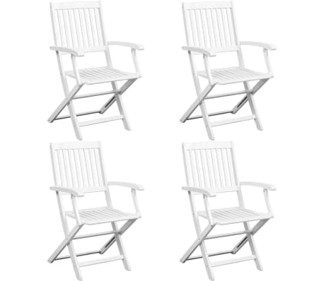 vidaXL 5 Piece Patio Dining Set Solid Acacia Wood White