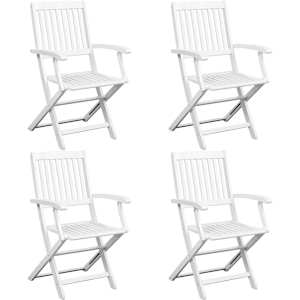 vidaXL Lauko valg. baldų kompl., 5d., baltas, akacijos med. masyvas