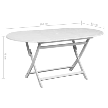 vidaXL Legno dAcacia Tavolo da Pranzo Esterno Bianco Tavola Arredo Giardino