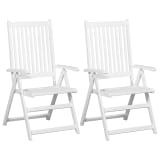 vidaXL Cadeiras de jantar dobráveis 2 pcs madeira acácia maciça branco