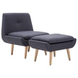vidaXL Butaca tapizada de tela con reposapiés gris oscuro