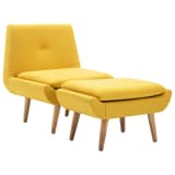 vidaXL Butaca tapizada de tela con reposapiés amarillo