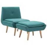 vidaXL Butaca tapizada de tela con reposapiés verde