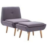 vidaXL Butaca tapizada de tela con reposapiés gris