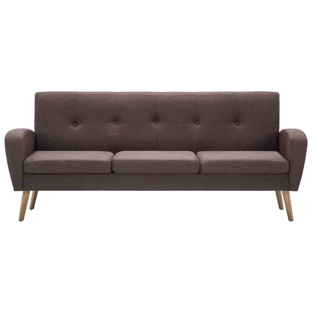 vidaXL 3-osobowa sofa tapicerowana tkaniną, brązowa