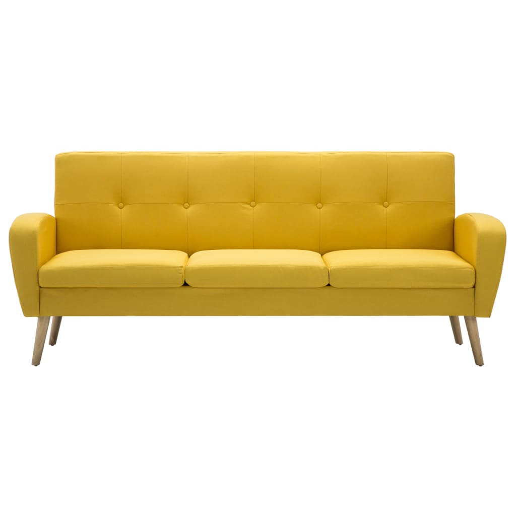 vidaXL dīvāns, trīsvietīgs, dzeltens audums