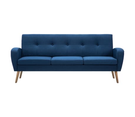 vidaXL Trivietė sofa, audinys, mėlyna