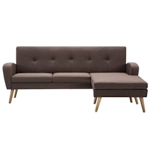 vidaXL Καναπές Γωνιακός Καφέ 186 x 136 x 79 εκ. Υφασμάτινος