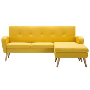 vidaXL Καναπές Γωνιακός Κίτρινος 186 x 136 x 79 εκ. Υφασμάτινος