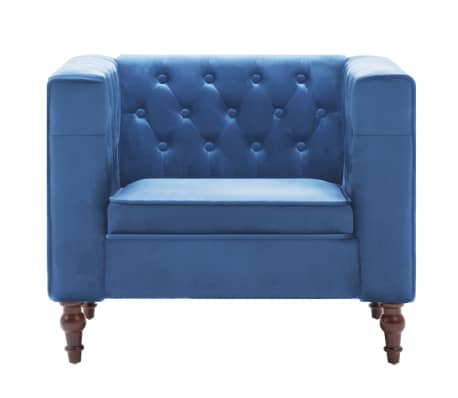 vidaXL Fotelja od baršuna plava