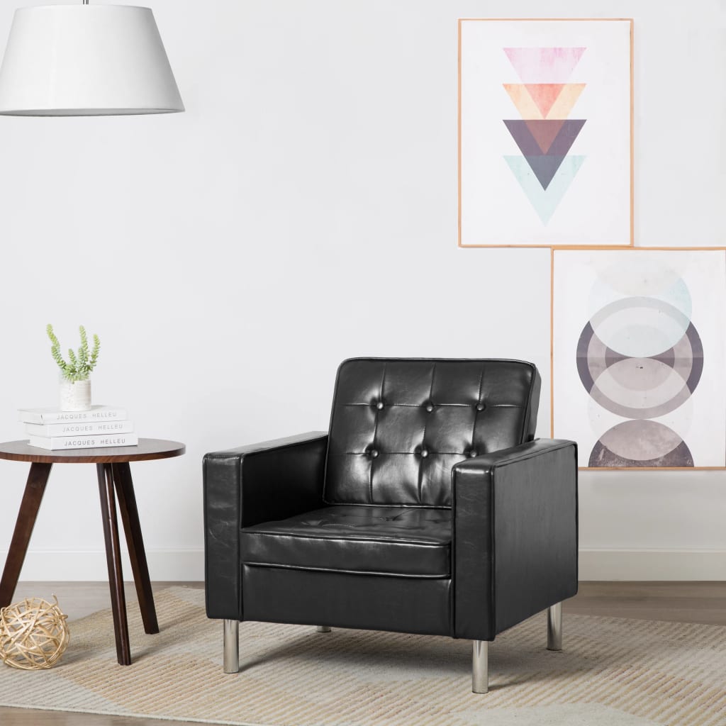 vida XL Sessel Schwarz Kunstleder