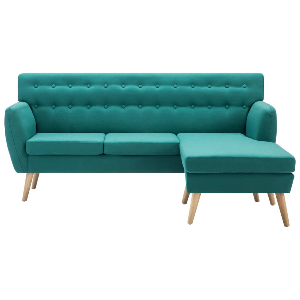 vidaXL L-formos sofa, aud. apmušal., 171,5x138x81,5cm, žalia