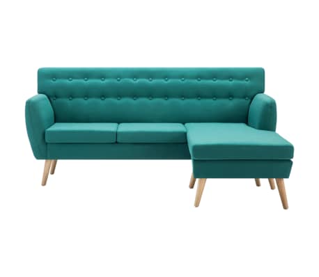 vidaXL Г-образен диван тапицерия от плат 171,5x138x81,5 см зелен