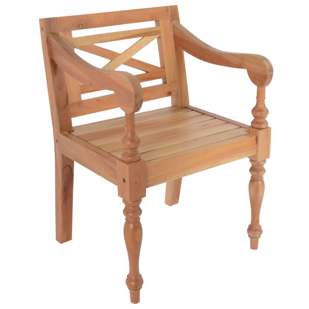 vidaXL Batavia Chairs 2 pcs Light Brown Solid Mahogany Wood