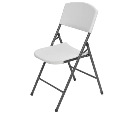 vidaXL Folding Garden Chairs 2 pcs HDPE and Steel White