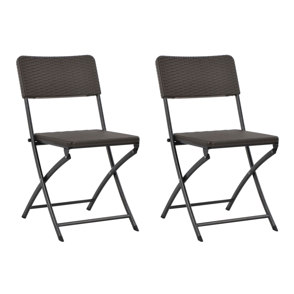 vidaXL Składane krzesła ogrodowe, 2 szt., HDPE i stal, brązowe