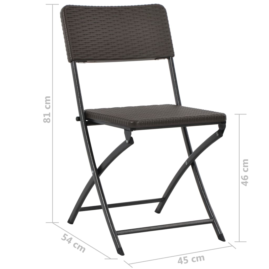 2 db barna összecsukható acél és HDPE kerti szék 