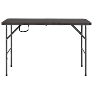 Skládací zahradní stůl hnědý 120x60x74 cm HDPE ratanový vzhled - obrázek 2