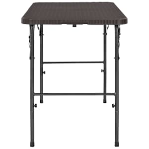 Skládací zahradní stůl hnědý 120x60x74 cm HDPE ratanový vzhled - obrázek 3