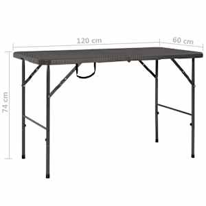 Skládací zahradní stůl hnědý 120x60x74 cm HDPE ratanový vzhled - obrázek 6