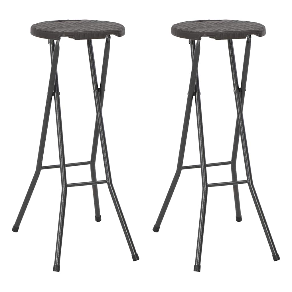 vidaXL Hopfällbara barstolar 2 st HDPE och stål konstrotting brun