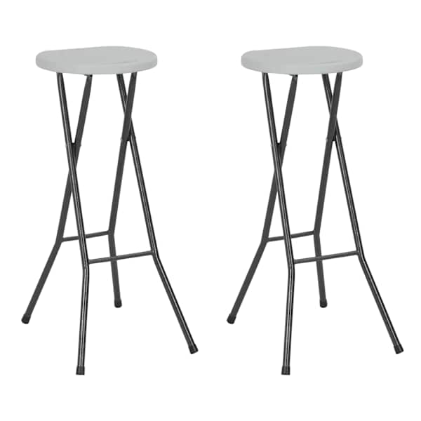 vidaXL kokkupandavad baaritoolid, 2 tk, HDPE ja teras, valge