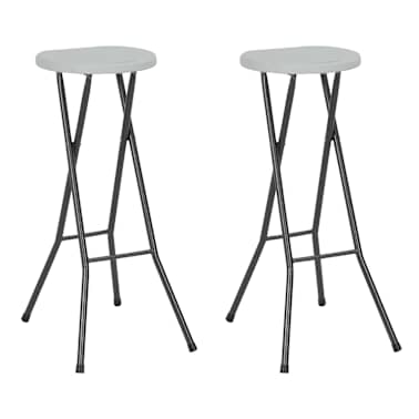 vidaXL Bancos de bar dobráveis 2 pcs PEAD e aço branco[1/8]