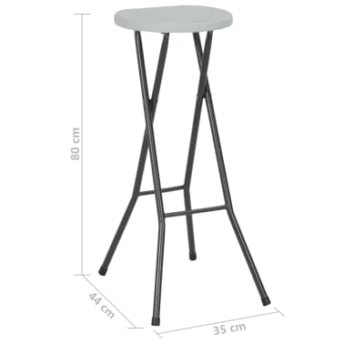 vidaXL Bancos de bar dobráveis 2 pcs PEAD e aço branco[8/8]
