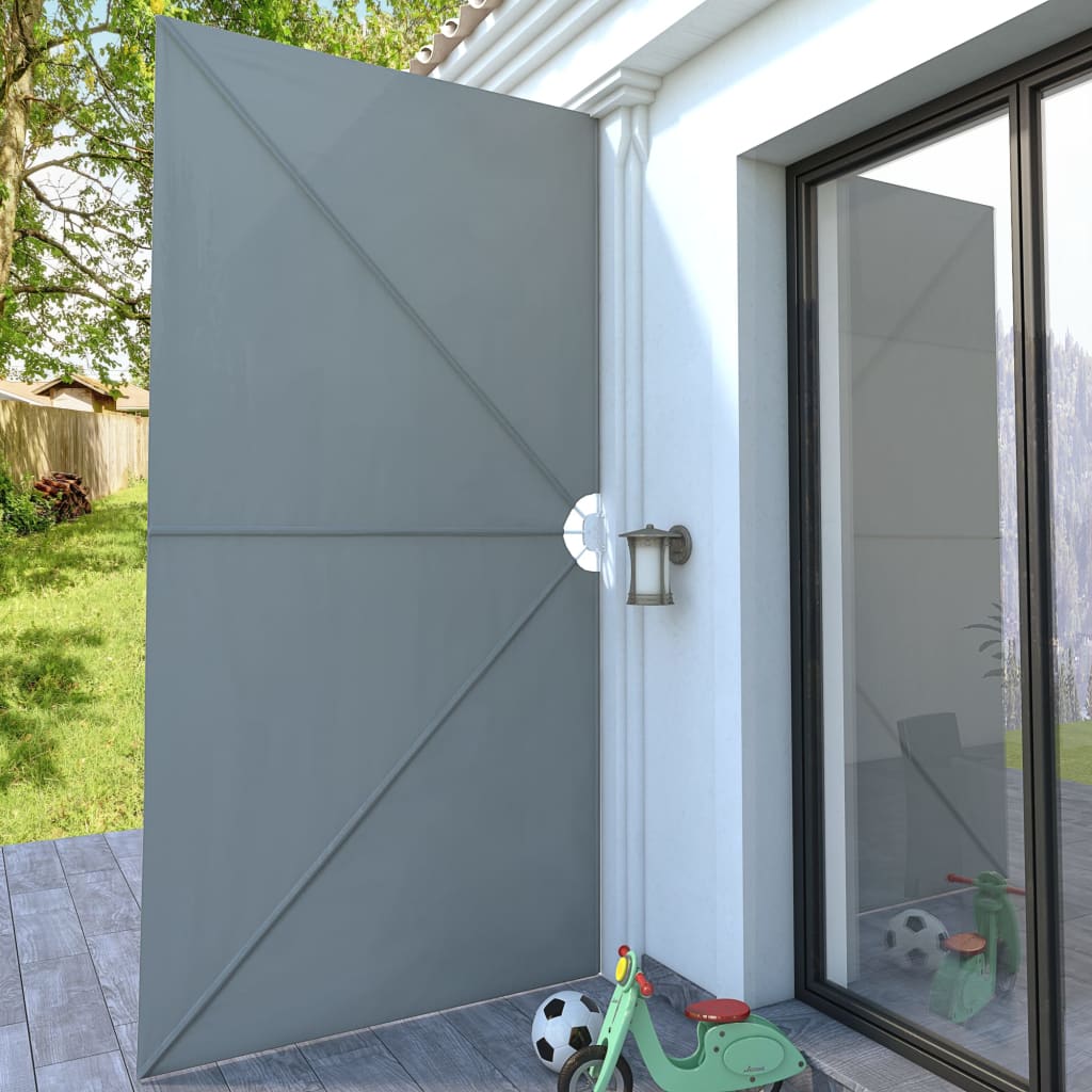 vidaXL sammenklappelig sidemarkise til terrasse grå 400 x 200 cm