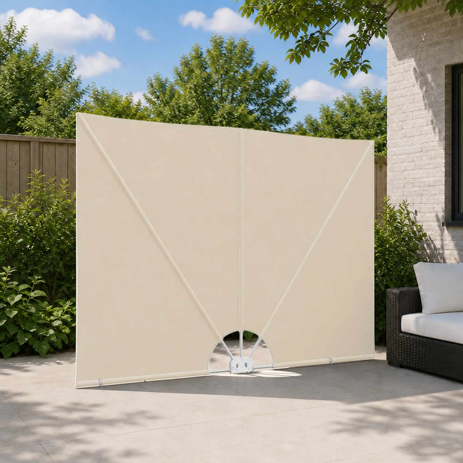 vidaXL Sammenleggbar sidemarkise for terrasse krem 300x150 cm
