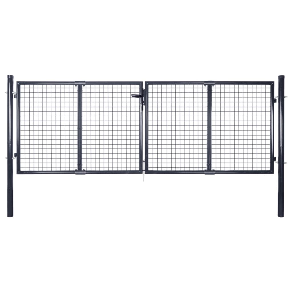 vidaXL Mesh-Gartentor Verzinkter Stahl 289 x 75 cm Grau