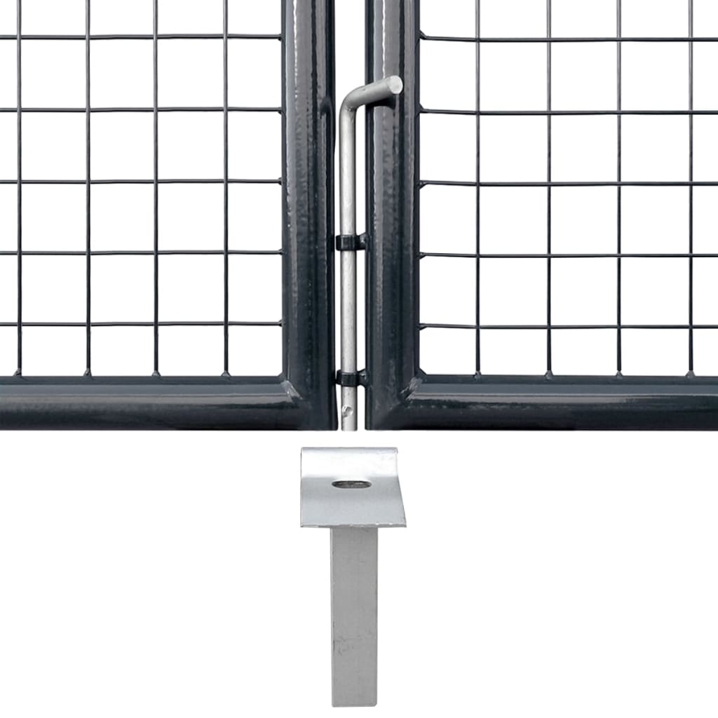 Portail en Maille de Jardin Acier vente en gros Galvanisé 289x150 cm Gris Clôture vidaXL