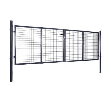 vidaXL Hageport av netting galvanisert stål 306x75 cm grå