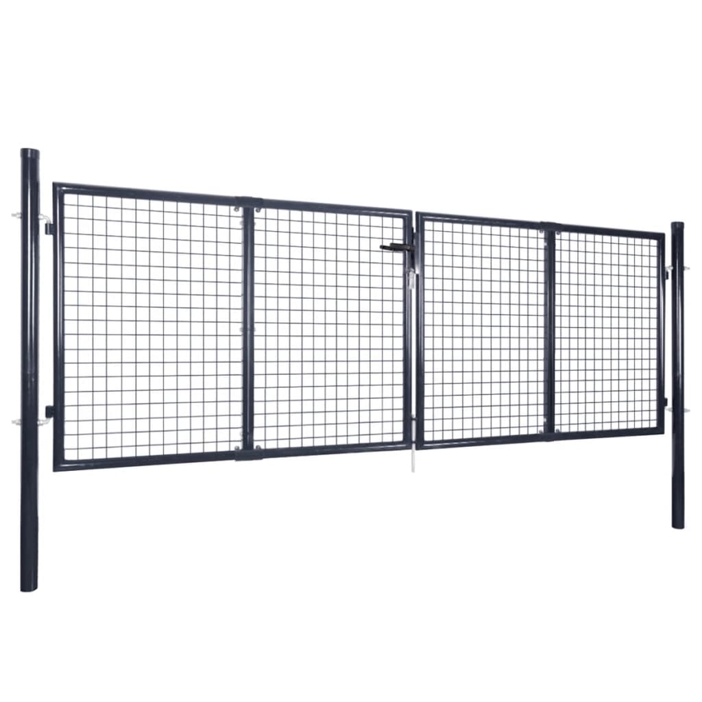 vidaXL Gaaspoort 289x100 cm gegalvaniseerd staal grijs afbeelding