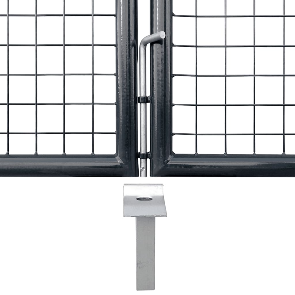 Portail en Maille de Jardin Acier Galvanisé 289x150 cm Gris Clôture officiel vidaXL