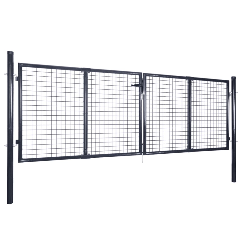 vidaXL Gaaspoort 289x125 cm gegalvaniseerd staal grijs afbeelding