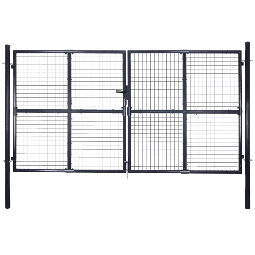 vidaXL Portail en maille de jardin Acier galvanisé 289x200 cm Gris