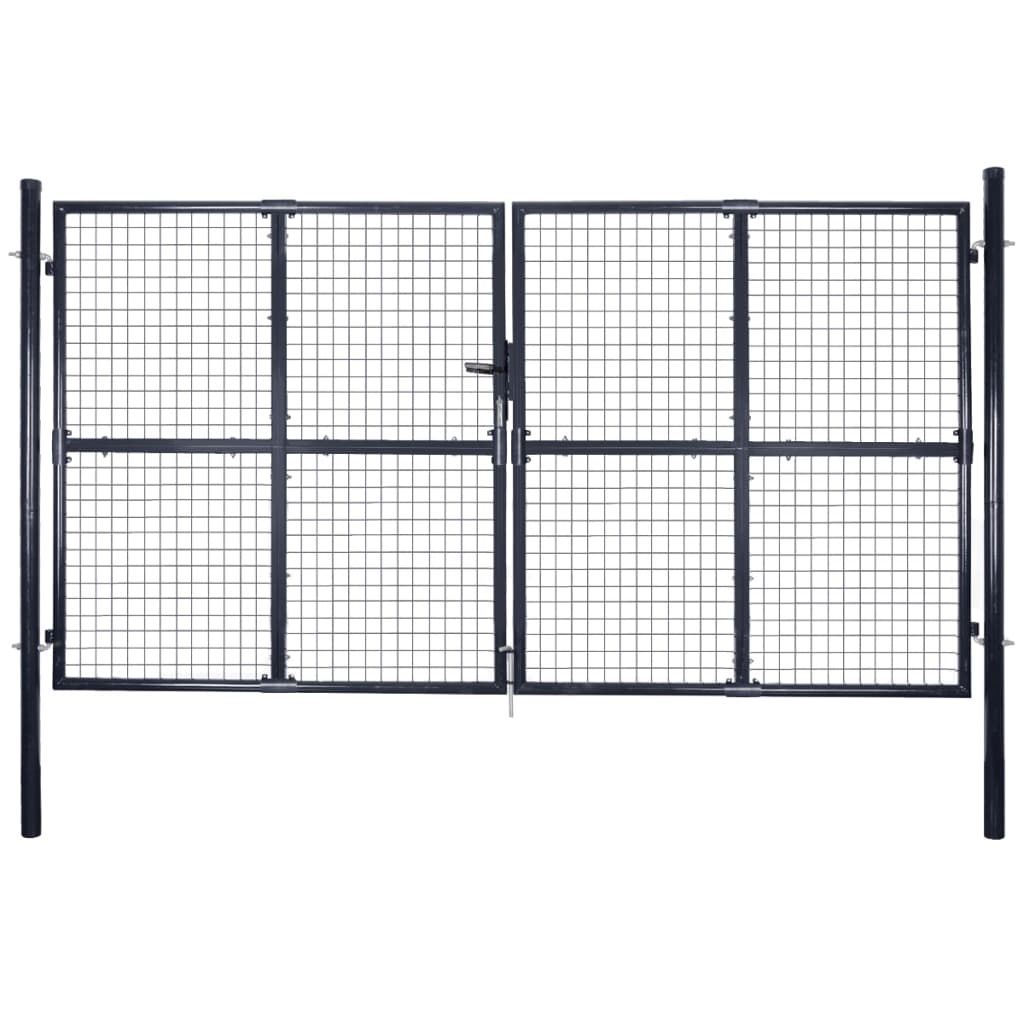 Portail en Maille de Jardin Acier Galvanisé 289x150 officiel cm Gris Clôture vidaXL