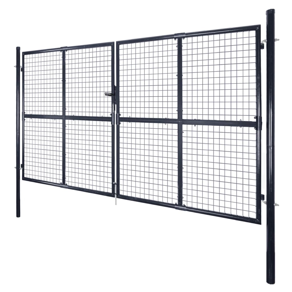 Portail en Maille de Jardin Acier vente en gros Galvanisé 289x150 cm Gris Clôture vidaXL