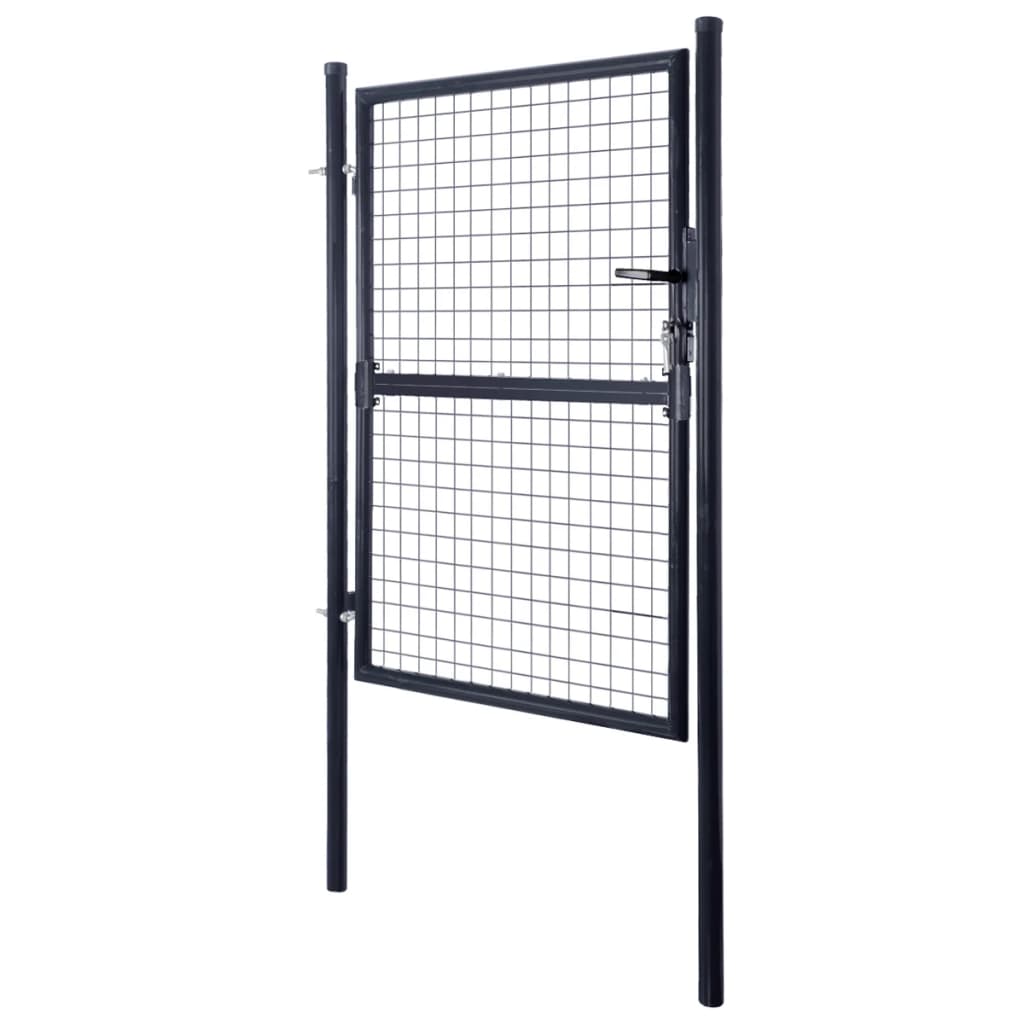 vidaXL Mesh Garden Gate Galvanised Steel 85.5x150 cm Grey