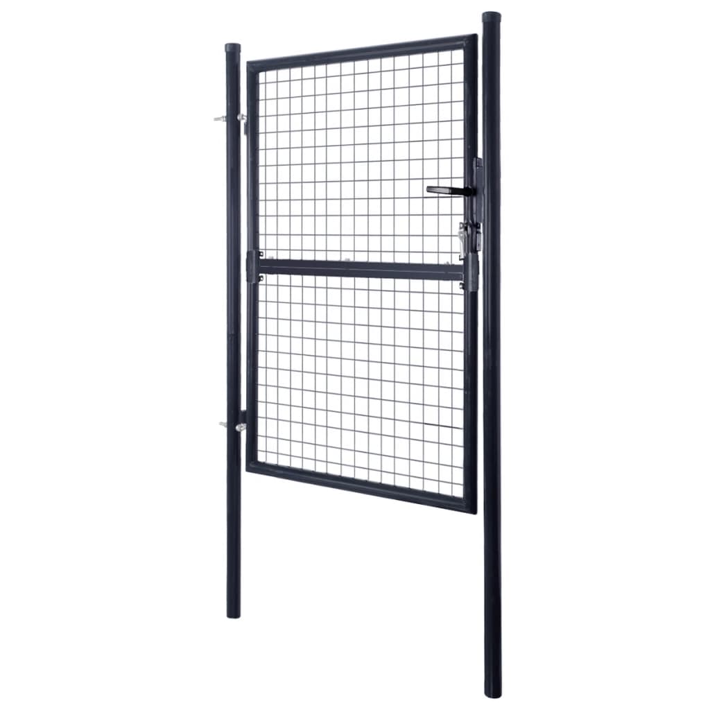 vidaXL Mesh Garden Gate Galvanised Steel 85.5x200 cm Grey