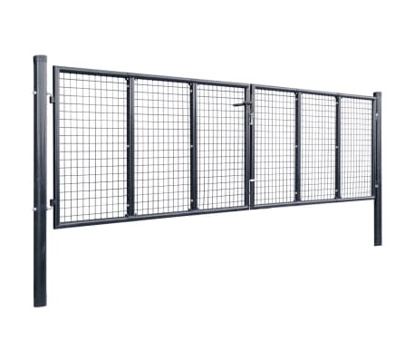 vidaXL Mesh Garden Gate Galvanised Steel 400x75 cm Grey