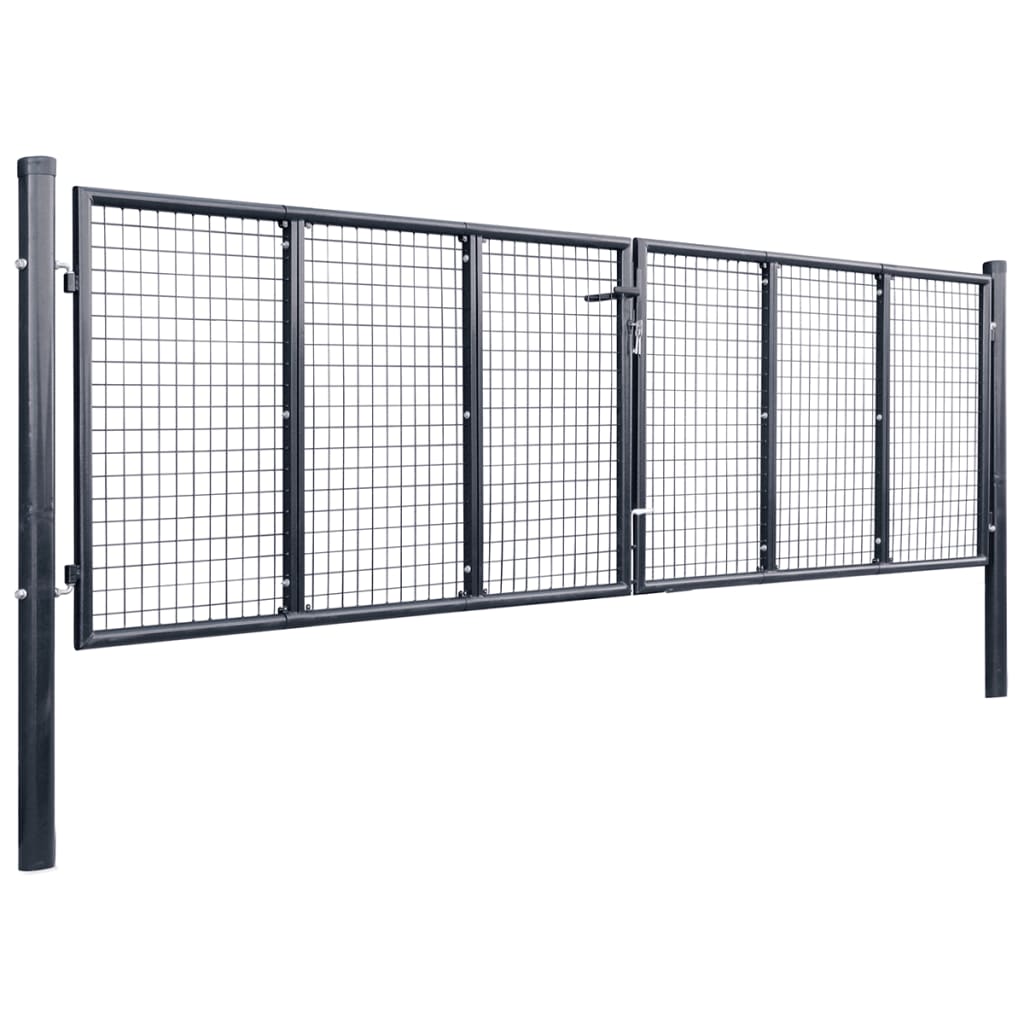 vidaXL Mesh Garden Gate Galvanised Steel 400x100 cm Grey