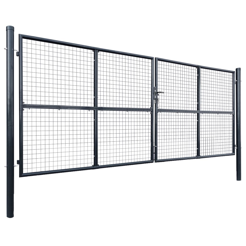 vidaXL Mesh Garden Gate Galvanised Steel 400x150 cm Grey