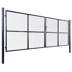 vidaXL Maschen-Gartentor verzinkter Stahl 400 x 150 cm Grau