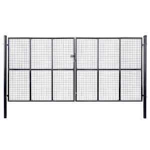 Vrtna mrežasta vrata iz pocinkanega jekla 400 x 175 cm siva