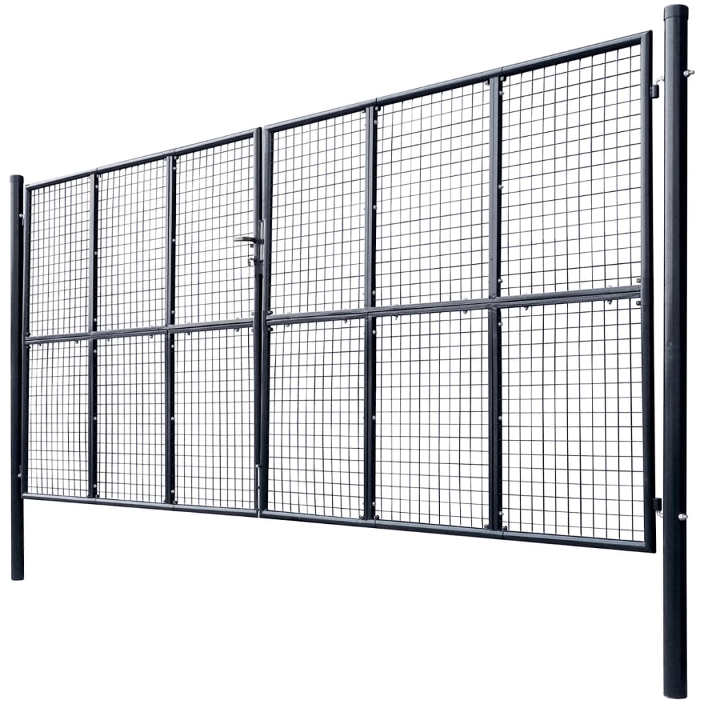 vidaXL Mesh-Gartentor Verzinkter Stahl 400 x 175 cm Grau