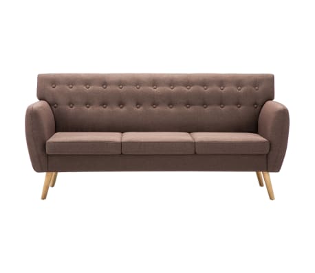 vidaXL Trivietė sofa, audinio apmušalas, 172x70x82cm, ruda