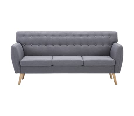 vidaXL 3-osobowa sofa tapicerowana tkaniną, 172x70x82 cm, jasnoszara