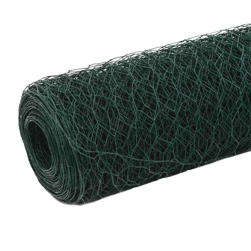 vidaXL zöld PVC-bevonatú acél csirkeháló drótkerítés 25 x 1,2 m